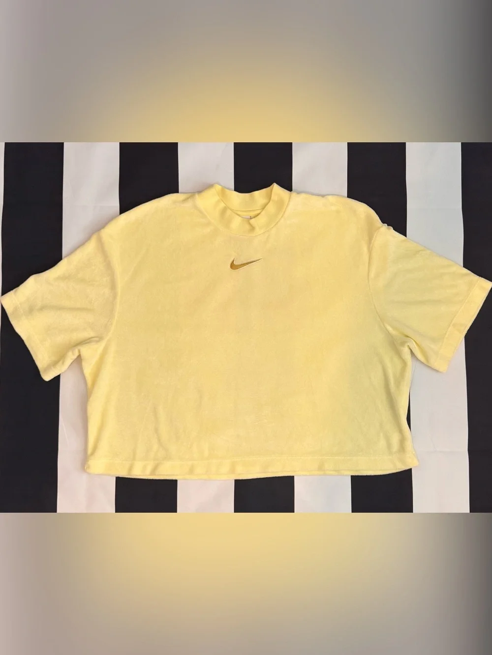 Nike Yellow Cropped Sweatshirt with Gold Swoosh